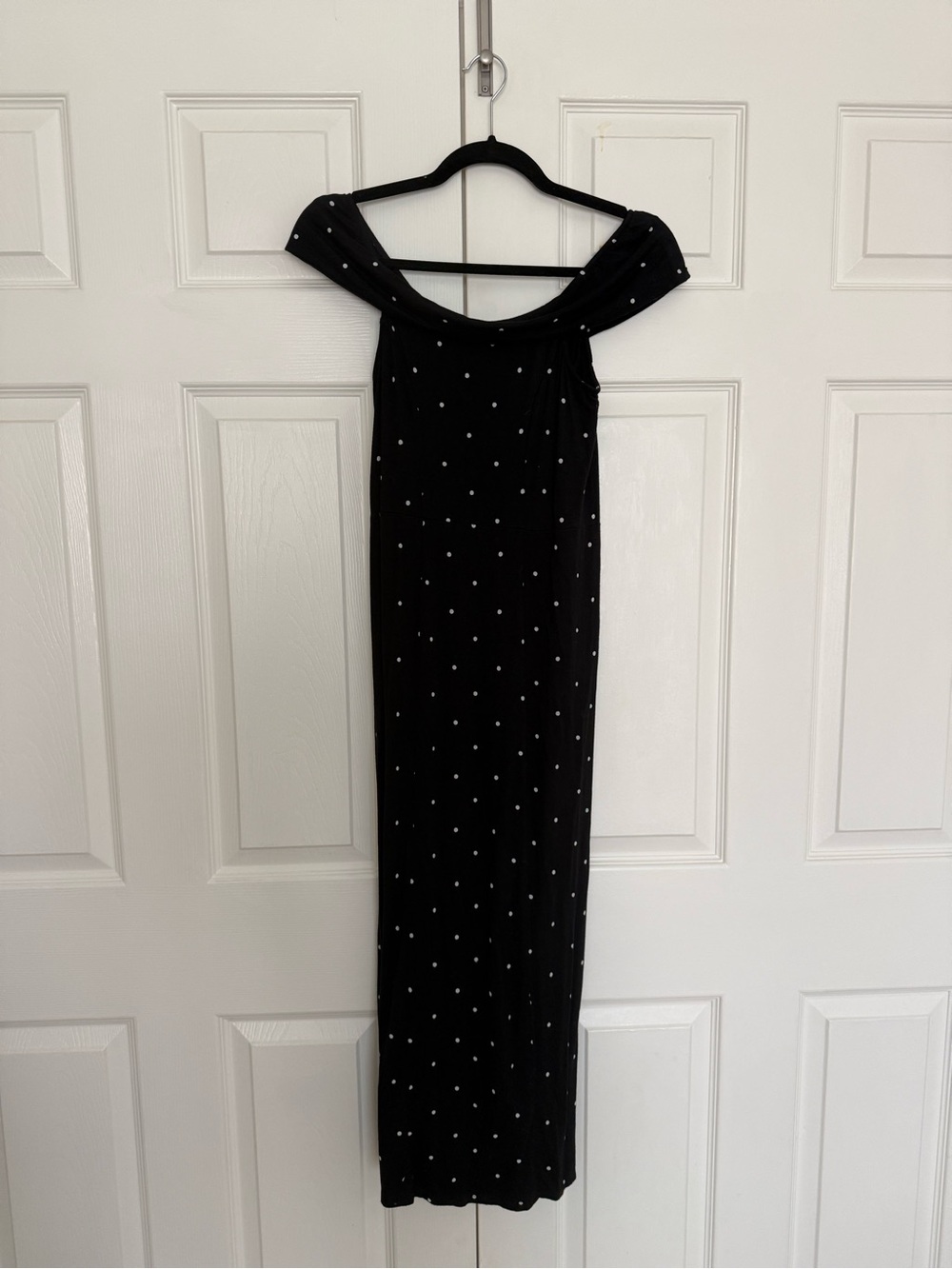 Amuse Society Black Maxi Dress with White Polka Dots